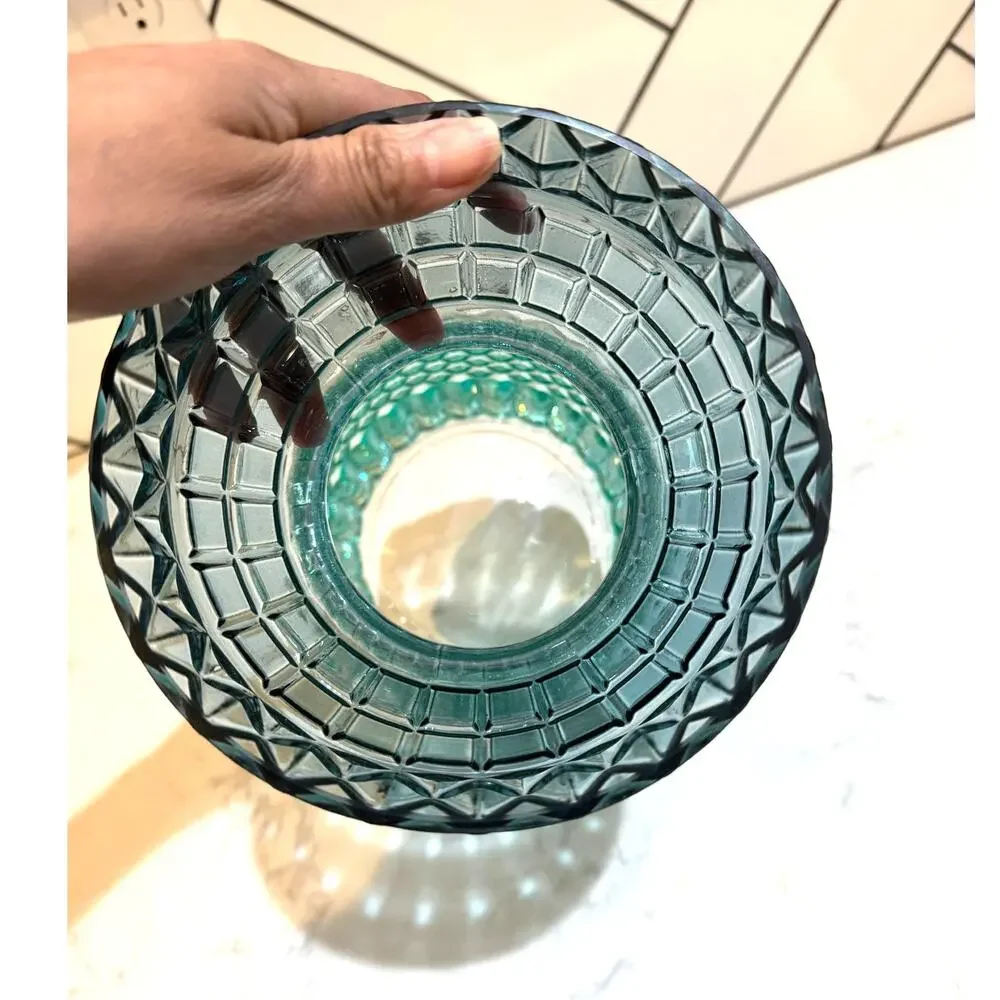 West Elm ombre like teal diamond point pattern vase contemporary spring